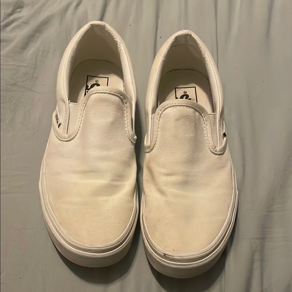 Vans Shoes - White Slip-On Vans, Men’s 8, Women’s 9.5